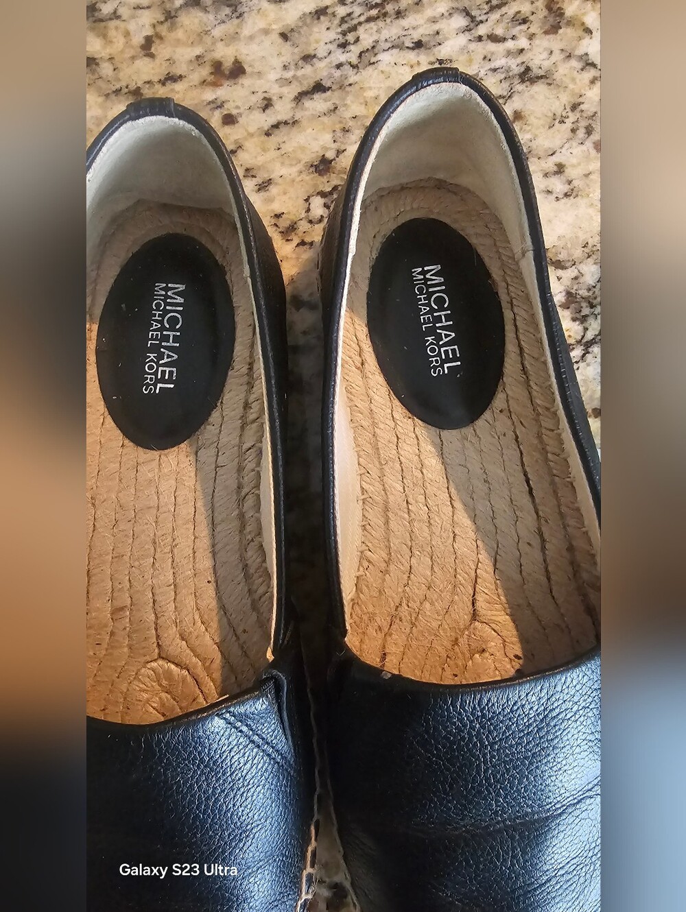 Michael Kors Black Leather Espadrille with Natural Jute Trim Size 5 - Picture 12 of 15